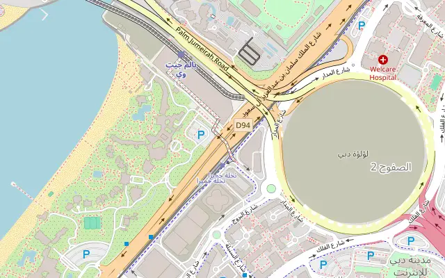 מפה: מונורייל הפאלם, תחנת Palm Gateway — תחנת The Palm Gateway, פאלם ג'ומיירה, דובאי